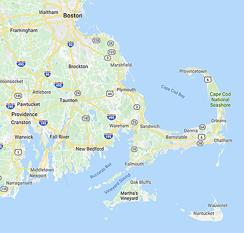 Boston to Provincetown map